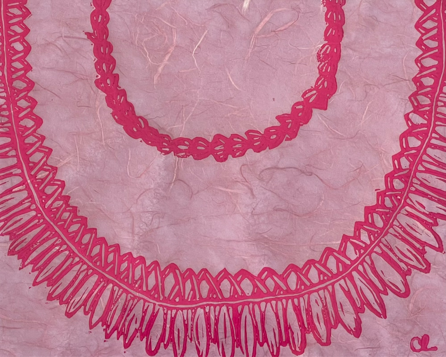 'Ginger & Pikake Lei' Variation, Pink on Unryu Paper