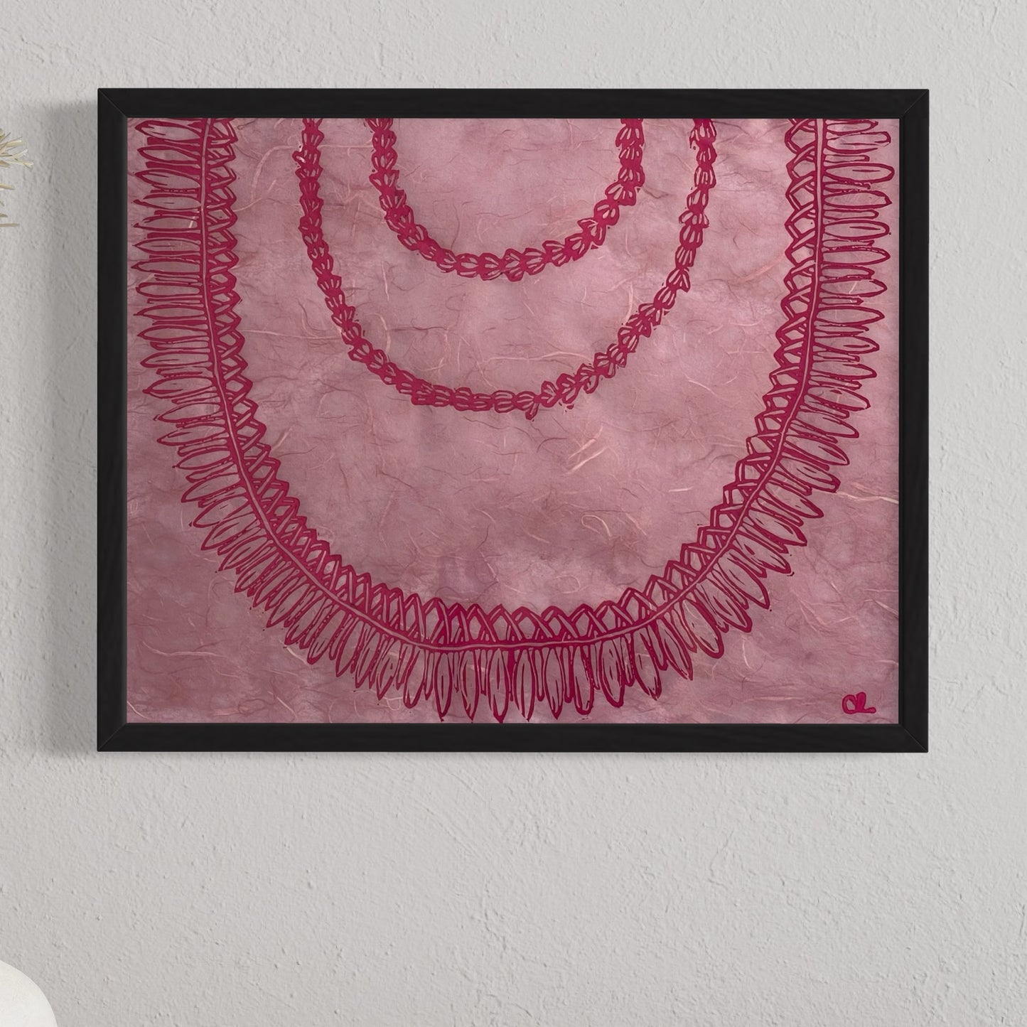 'Ginger & Pikake Lei' Variation, Pink on Unryu Paper